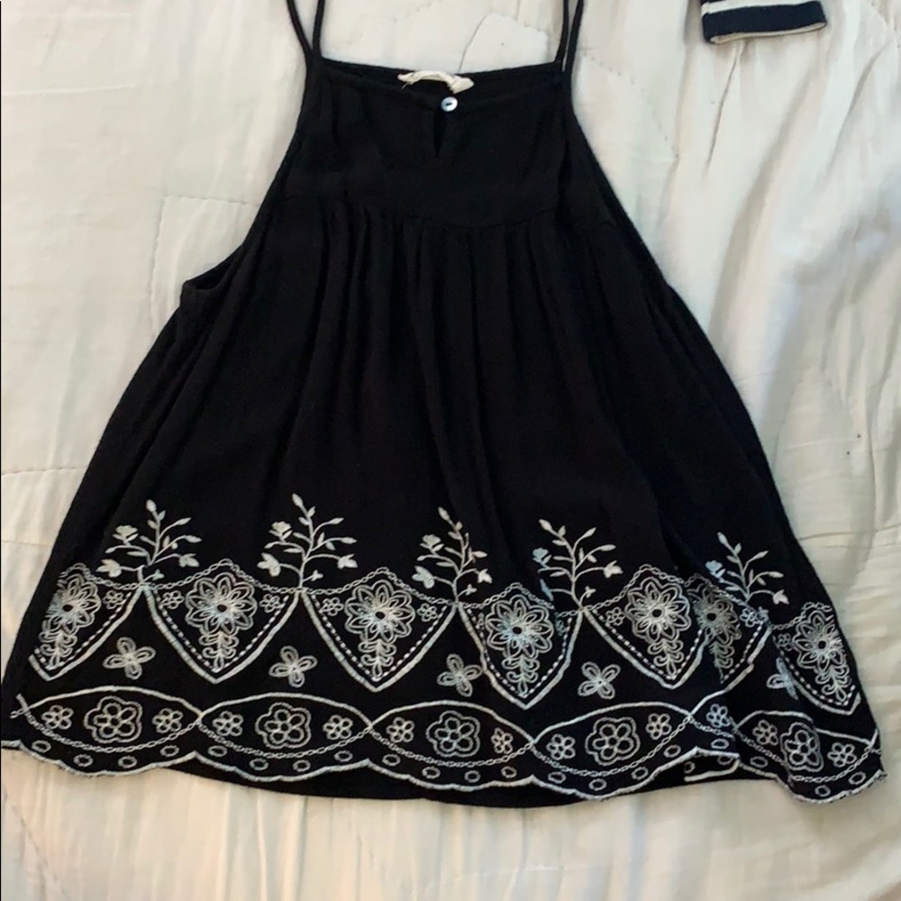 A black and white floral tank top